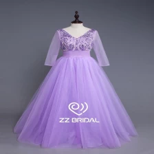 China ZZ bridal V-neck long sleeve back bowknot long evening dress manufacturer
