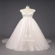 porcelana ZZ nupcial v-cuello de encaje sin tirantes Appliqued una línea de vestido de novia fabricante