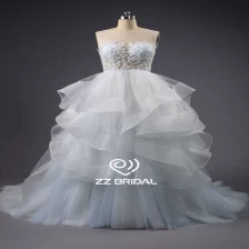 China ZZ bruids illusie hals gegolfde kralen a-lijn trouwjurk fabrikant