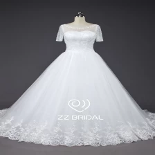 porcelana ZZ bridal new style lace-up short sleeves lace wedding dress fabricante