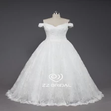 China ZZ bruids schouderband bowknot lace-up a-lijn trouwjurk fabrikant