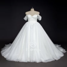China ZZ bridal shoulder strap ruffled ball gown wedding dress manufacturer