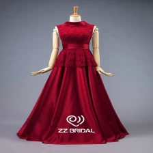 China ZZ Bridal Sleeveless Lace Beaded Satin langer Abend Kleid Hersteller
