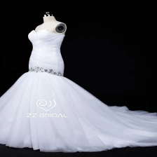 Cina ZZ nuziale 2017 scollo a cuore perline increspato abito da sposa sirena produttore