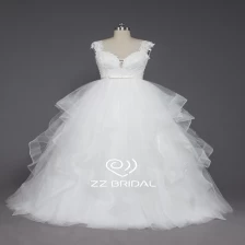 China ZZ bruids sweetheart hals satijn gordel ruffed A-line bruiloft jurk fabrikant