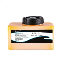 China Druckertinte Tintenstrahl IR-261YL gelbe Druckfarbe für Domino Hersteller