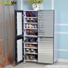 Китай 4 двери деревянные обуви шкаф со стеклянной зеркало для большого количества обуви хранения GLS16601 производителя