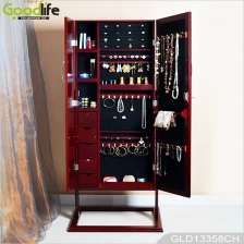 China Amazon ebay móveis venda quente grande armário de jóias de madeira com espelho de vestir e molduras GLD13358 fabricante