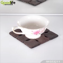 Chiny Antique rubber wood coaster , coffee pad IWS53211 producent