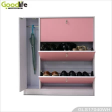 China Salão de beleza 3 camadas de design armário de sapatos de madeira fabricante
