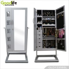 China Bedroom standing dressing mirror with large space inside jewelry storage cabinet GLD13358 manufacturer
