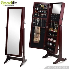 الصين Brown floor standing mirror jewelry cabinet GLD13360 الصانع