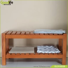 China China manufacturers solid mahogany wood storage stool for shower living room use to support weight fabricante