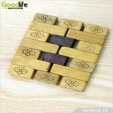 Китай Classic Design joint panel rubber wood coaster , coffee pad,Wood color IWS53216 производителя