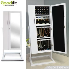 China Double door large wooden mirrored jewelry storage cabinet GLD13358 manufacturer