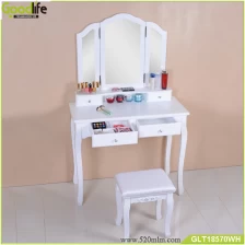 Chiny Wooden dressing table sets ,solid wood stand for mirror and stool GLT18574 producent