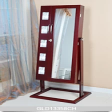 China Floor Standing Wooden Mirrored Jewelry Cabinet manufacturer