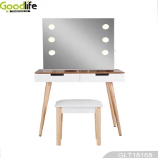 China Floor dressing table + mirror with LED lights + stool manufacturer