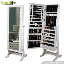 China Floor standing wooden mirrored jewelry storage cabinet from Goodlife GLD13218 manufacturer