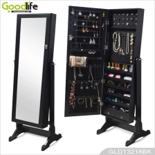 China Freestanding wooden jewelry cabinet with mirror and makeup organizer drawers GLD13218 manufacturer