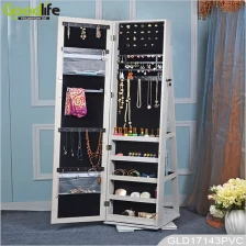 China Full length large mirrored wooden jewelry cabinet with revolving base GLD17143 manufacturer
