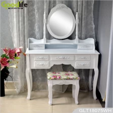 ประเทศจีน การออกแบบห้องนอนโต๊ะเครื่องแป้งสีขาวใหม่ล่าสุดที่มีการทำงานการจัดเก็บเครื่องประดับ ผู้ผลิต