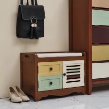 China Goodlife Houseware  luxury and fashion American style  2 drawers and 1 door shoe cabinet colorful shoe stool manufacturer