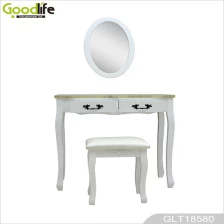 الصين Hallway vanity table in solid wood stand with oval mirror GLT18580 الصانع