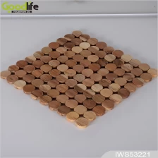 ประเทศจีน High quality rubber wood coaster , coffee pad ,Wood color IWS53221 ผู้ผลิต