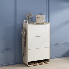 Chiny Hot white three layers shoe cabinet with storage dawers producent