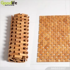 China Household Teak wood mat design  for bathing safety IWS53357 manufacturer