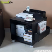 China Living room furniture wheeled wooden side table with storage cabinet GLD08080 manufacturer