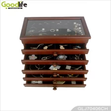 الصين مجوهرات خشبي جميل مربع تخزين مع أدراج للفتيات GLJ70406 الصانع