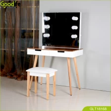 चीन Luxury dressing table set with LED light and finger joint wood table top quality modern simple design. उत्पादक