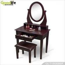 चीन बेडरूम GLT18068 के लिए सीट के साथ स्पष्ट रूप से देखने लकड़ी के ड्रेसिंग टेबल उत्पादक