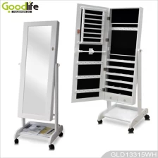 China Multiple Function Design Full Length Mirror Standing Jewelry Storage Cabinet with Wheels GLD13315 Hersteller
