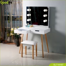 Chiny New fashioned makeup table set with mirror wood tow drawers for storage cosmetics jewelry save space producent