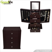 Китай Окрашенные деревянный ящик для хранения ювелирных изделий с зеркалом GLD15586 производителя