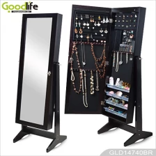 China Standing wooden jewelry storage cabinet with full length mirror (can be wall mounted or hanging over the door) GLD14740 manufacturer