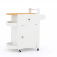 Cina White Movable dining table with wheel produttore