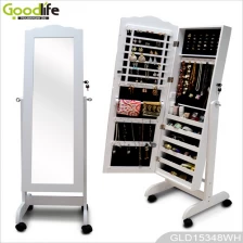 Chine White floor standing mirror jewelry cabinet with full-length mirror GLD15348 fabricant