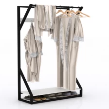 China Wooden clothes rack with storage shelf manufacturer