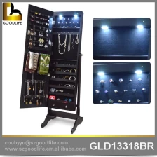 Chiny wall mount wooden jewelry cabinet with   full length mirror GLD13318W producent