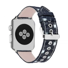 China CBAW05 Apple Watch Strap Cowboy Pattern Leather Watch Band manufacturer