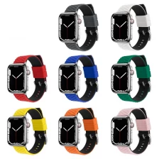 Chine CBIW499 Bands de montre en silicone en caoutchouc à double couleur pour Apple Watch 38 42 40 44 41 45 mm fabricant