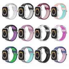 Çin CBIW521 Apple Watch Ultra 49mm Serisi 8/7/5/4/3 için çift renkli nefes alabilen silikon saat grubu üretici firma