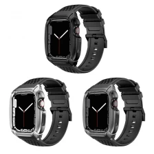 China CBIW542 Replacement Silicone Watch Wrist Strap Band For Apple Watch 44mm 45mm With Metal Protective Case manufacturer