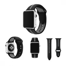 Çin CBIW81 iWatch Için Çift Renkler Spor Silikon Watch Band 38mm 42mm 40mm 44mm üretici firma