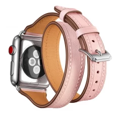 China CBWB63 Apple Watch Genuine Leather Double Tour Watch Strap Replacement Band manufacturer