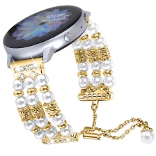 الصين CBWT28 WHOLESALE WOMES 20MM Fashion Pearl Jewelry Beaded Smart Watch Bands for Samsung Galaxy Active 2 44mm 40mm Watch 42mm الصانع